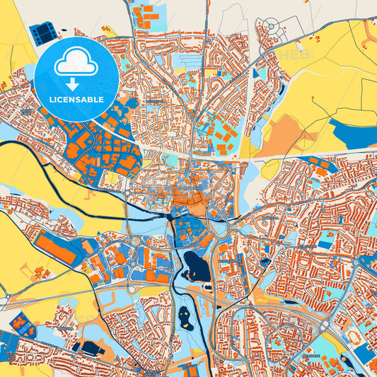 Colorful Tamworth Street Map with Labels and Buildings
