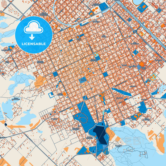 Colorful Tandil Street Map with Labels and Buildings