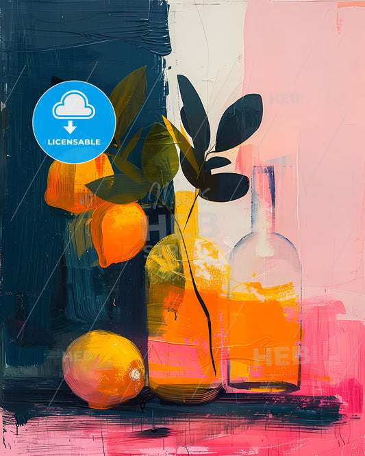 Tangerine Lemon Lemonade Sun-Soaked Expressionist Poetic Still Life Painting