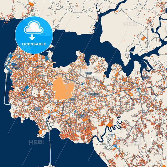 Colorful Tanjung Pinang Street Map with Labels and Buildings