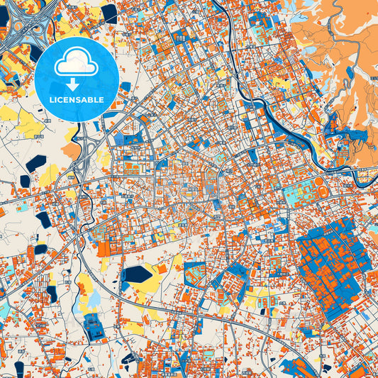 Colorful Taoyuan Street Map with Labels and Buildings