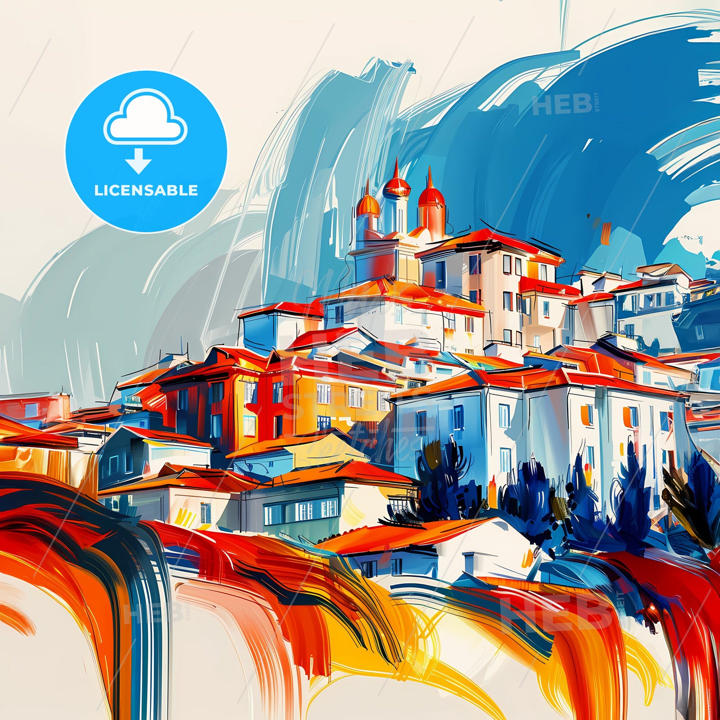 Vibrant Taoyuan, Taiwan - A Painting Of A Town