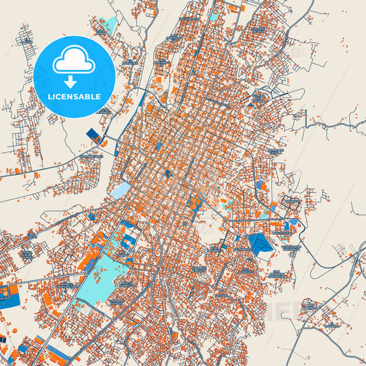 Colorful Tapachula Street Map with Labels and Buildings