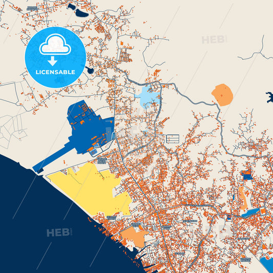 Colorful Tarakan Street Map with Labels and Buildings