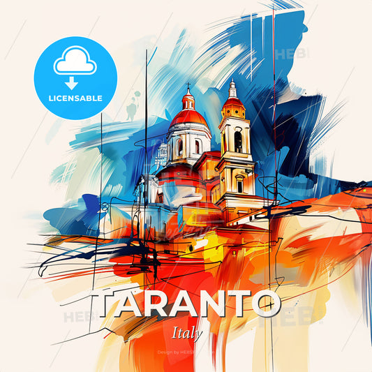 Vibrant Taranto , Italy - A Painting Of A Building - Square format print template