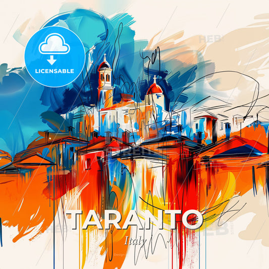 Vibrant Taranto , Italy - A Painting Of A City - Square format print template