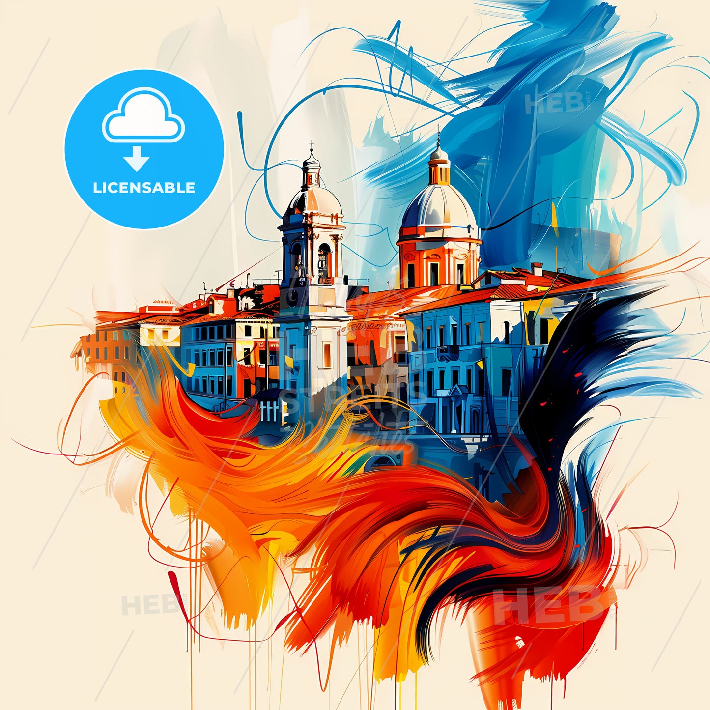 Vibrant Taranto , Italy - A Colorful Painting Of Buildings