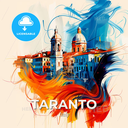 Vibrant Taranto , Italy - A Colorful Painting Of Buildings - Square format print template