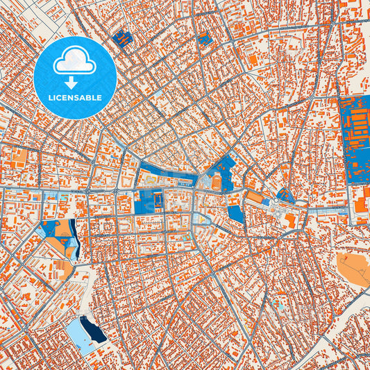 Colorful Taraz Street Map with Labels and Buildings
