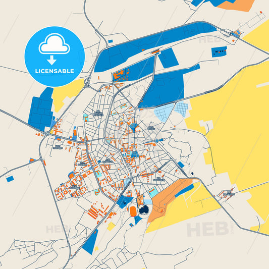 Colorful Targovishte Street Map with Labels and Buildings