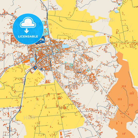 Colorful Tarhuna Street Map with Labels and Buildings