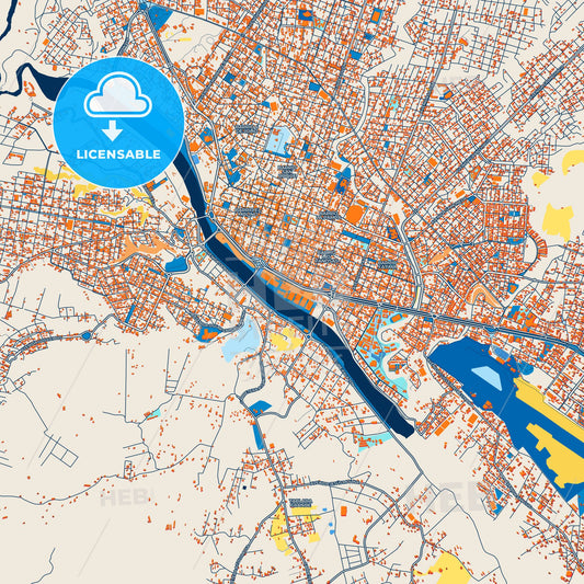 Colorful Tarija Street Map with Labels and Buildings