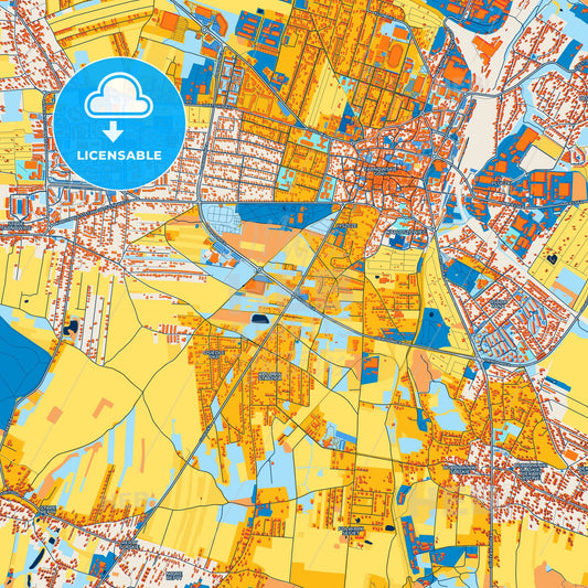 Colorful Tarnowskie Góry Street Map with Labels and Buildings