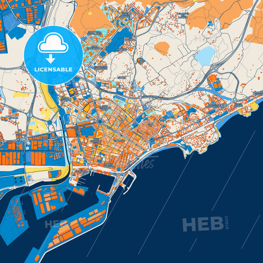 Colorful Tarragona Street Map with Labels and Buildings
