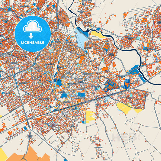 Colorful Tarsus Street Map with Labels and Buildings