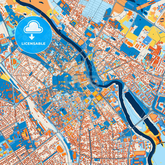 Colorful Tartu Street Map with Labels and Buildings