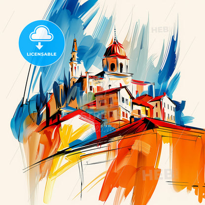 Vibrant Tartus, Syria - A Painting Of A Building