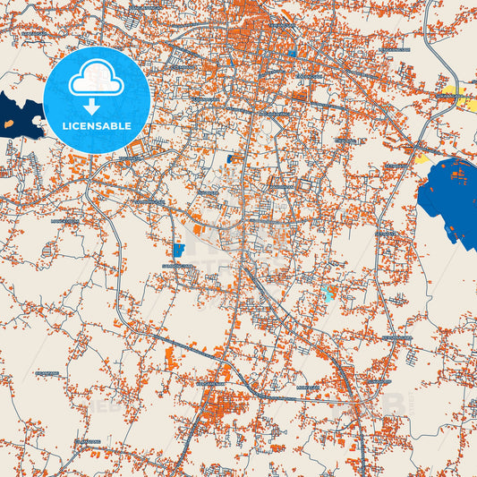 Colorful Tasikmalaya Street Map with Labels and Buildings