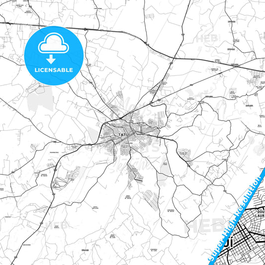 Tatui, Brazil light map with streetnames, citynames and districts