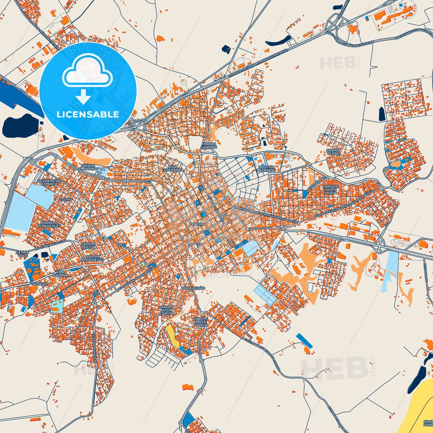 Colorful Tatui Street Map with Labels and Buildings