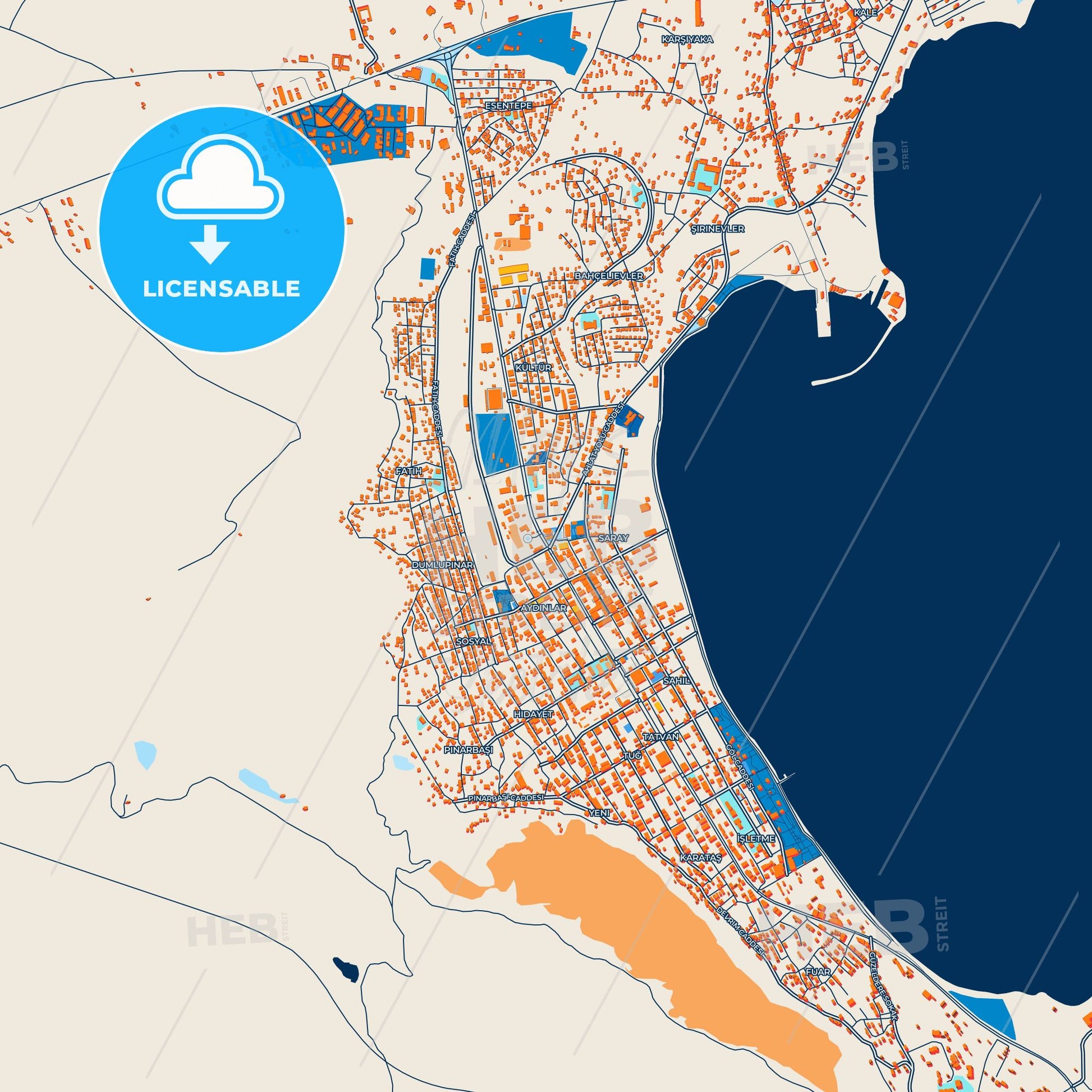 Colorful Tatvan Street Map with Labels and Buildings