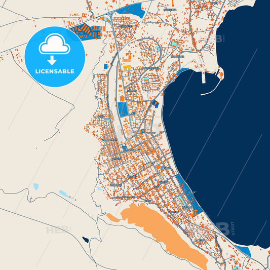 Colorful Tatvan Street Map with Labels and Buildings