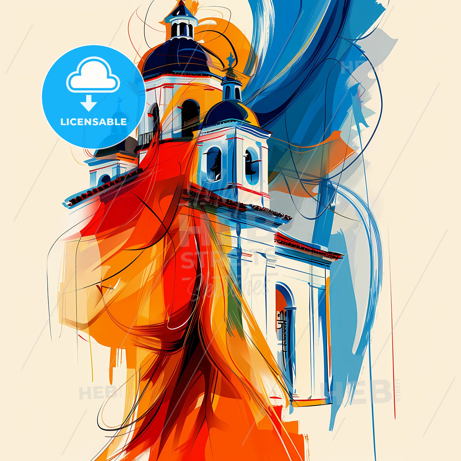 Vibrant Taubate, Brazil - A Painting Of A Building With A Colorful Background