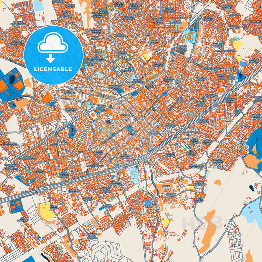 Colorful Taubate Street Map with Labels and Buildings