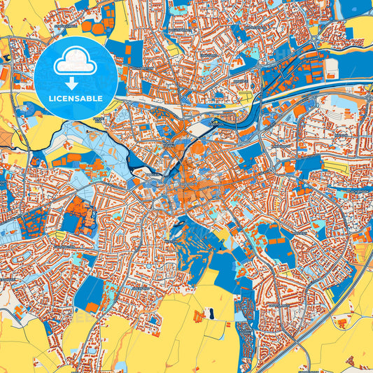 Colorful Taunton Street Map with Labels and Buildings