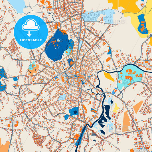 Colorful Taunton Street Map with Labels and Buildings