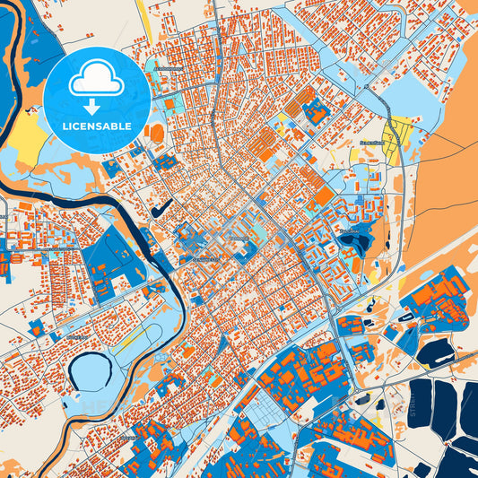 Colorful Tauragė Street Map with Labels and Buildings
