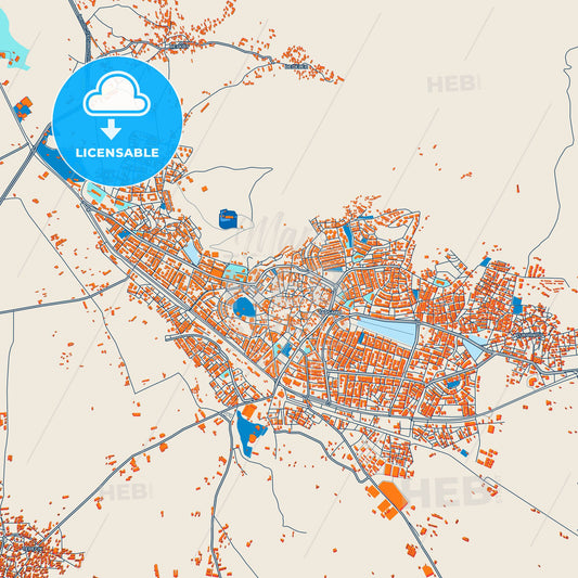 Colorful Tavşanlı Street Map with Labels and Buildings