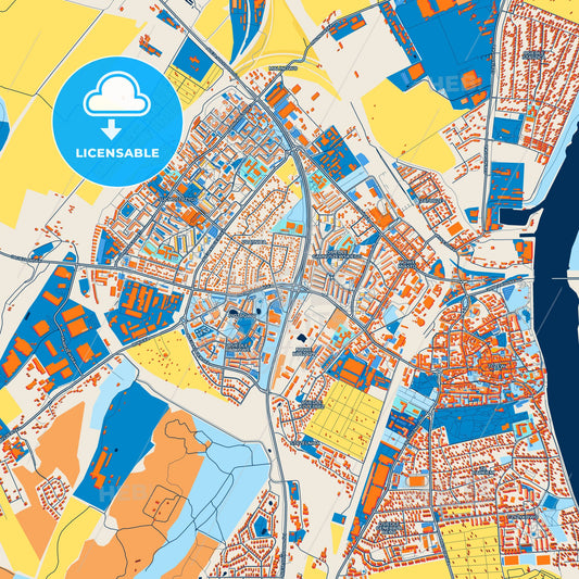 Colorful Tczew Street Map with Labels and Buildings