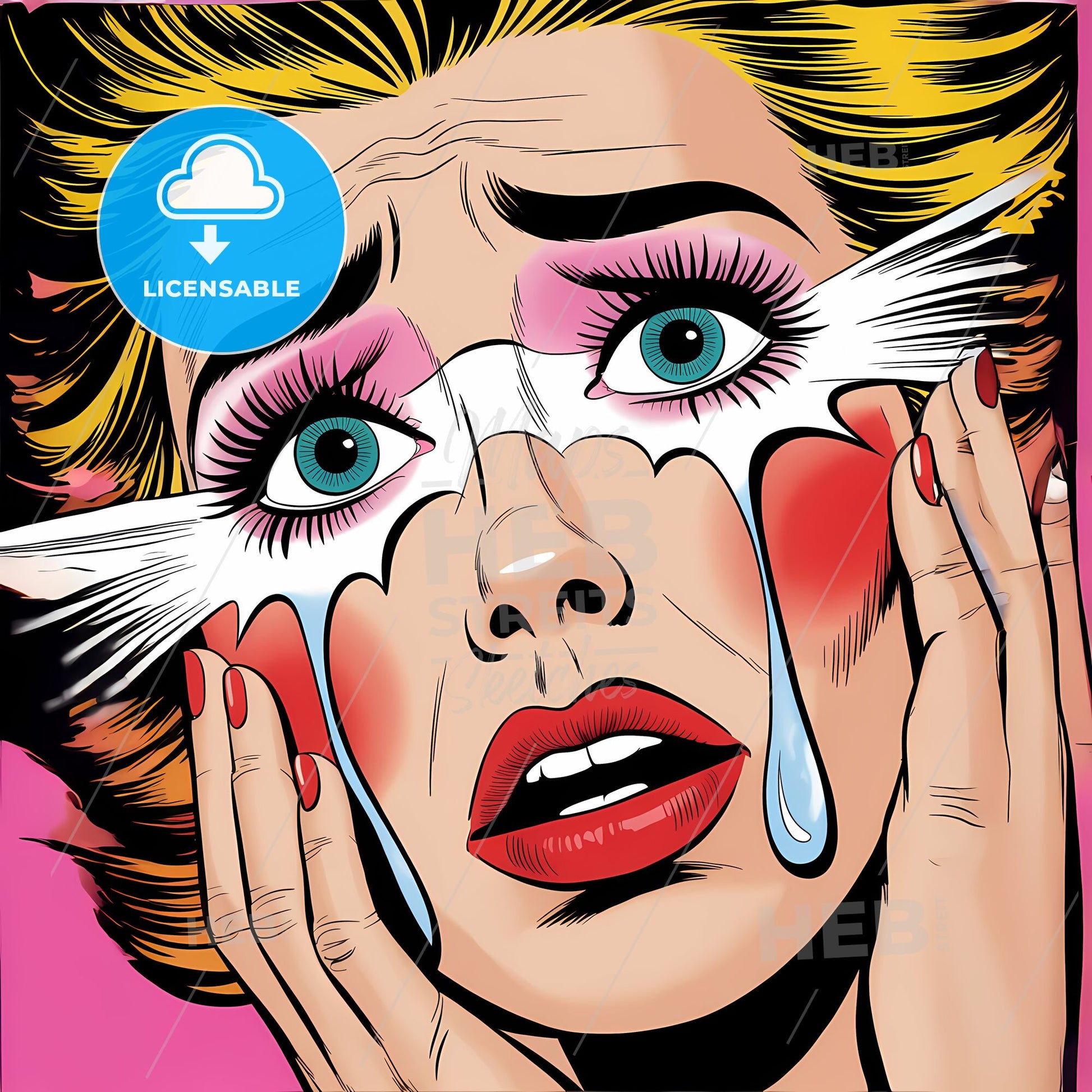 Teardrops of Emotion: Vintage Glamour Beneath Vibrant Eyes