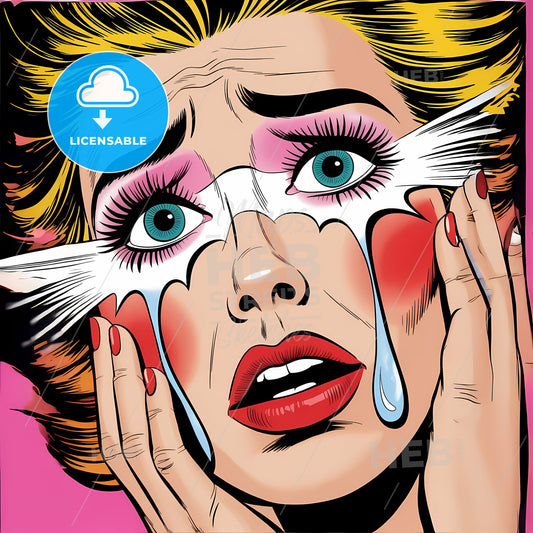 Teardrops of Emotion: Vintage Glamour Beneath Vibrant Eyes