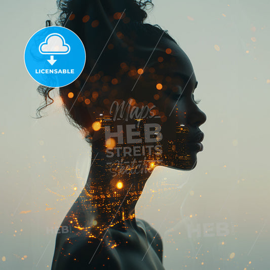 Technological Transformations: Shaping Tomorrow - A silhouette of a woman with a city in the background