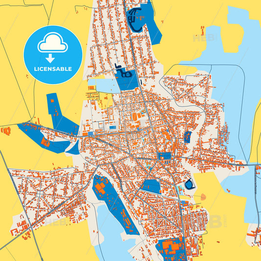 Colorful Tecuci Street Map with Labels and Buildings