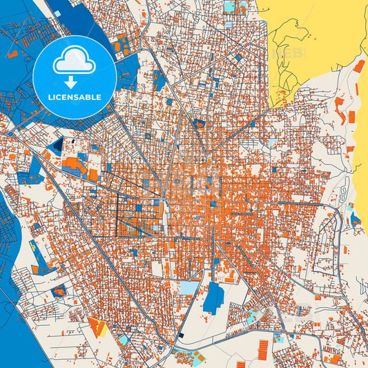 Colorful Tehuacán Street Map with Labels and Buildings