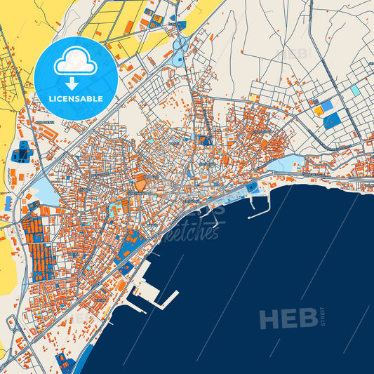 Colorful Tekirdağ Street Map with Labels and Buildings