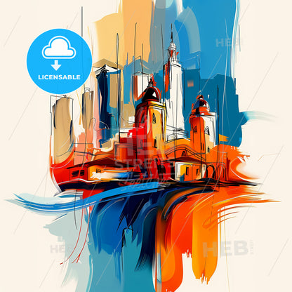 Vibrant Tel Aviv-Yafo, Israel - A Painting Of A City