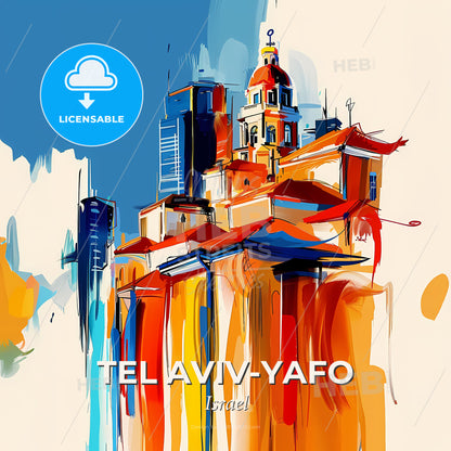 Vibrant Tel Aviv-Yafo, Israel - A Painting Of A Building - Square format print template