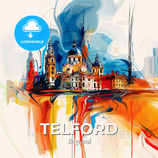 Vibrant Telford, England - A Painting Of A Building - Square format print template
