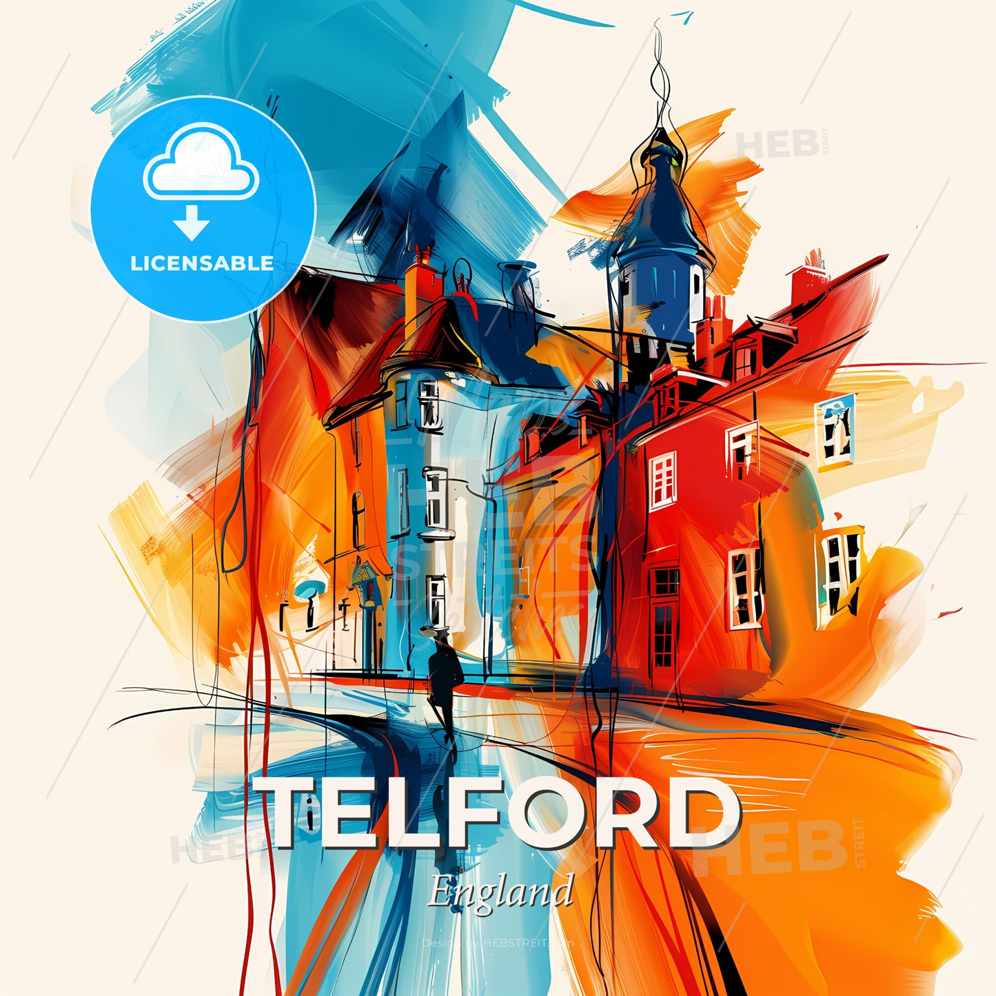 Vibrant Telford, England - A Painting Of A Building - Square format print template