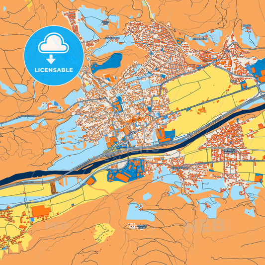 Colorful Telfs Street Map with Labels and Buildings