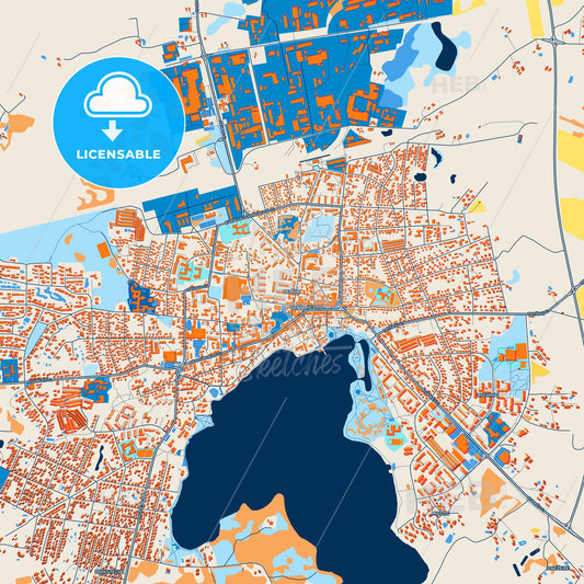 Colorful Telšiai Street Map with Labels and Buildings