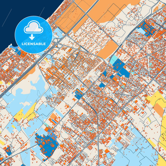 Colorful Temara Street Map with Labels and Buildings
