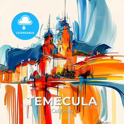 Vibrant Temecula, California - A Painting Of A Building - Square format print template