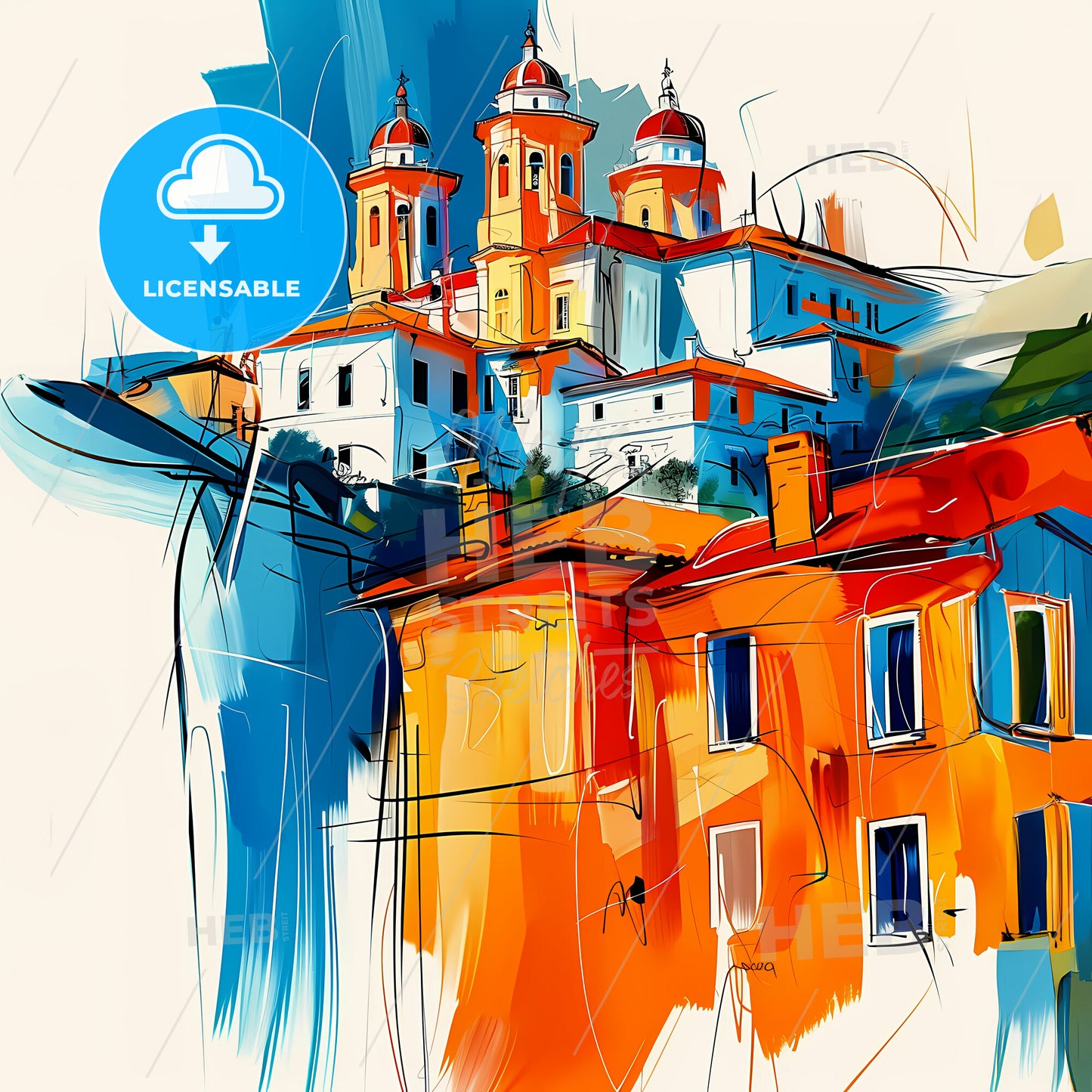 Vibrant Temecula, California - A Painting Of A Building