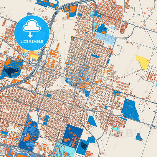 Colorful Temple Street Map with Labels and Buildings