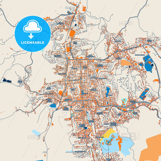 Colorful Teofilo Otoni Street Map with Labels and Buildings
